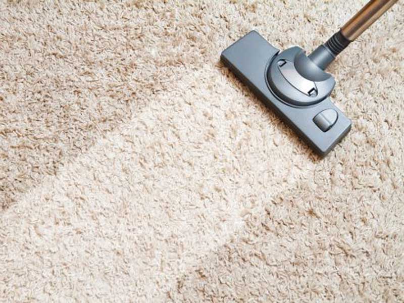 cleaning carpet using vacuum cleaner
