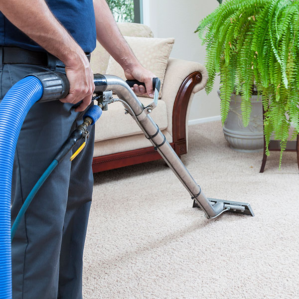 man cleaning carpet